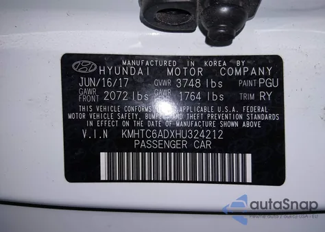 2017 Hyundai Veloster Value Edition from USA, damaged, VIN KMHTC6ADXHU324212